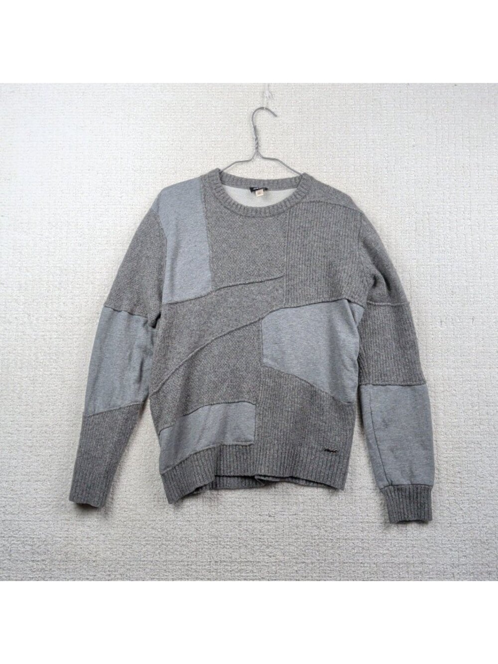 Y2K Diesel Wool Knit Distressed Patchwork Sweater Grunge Alt Gray Women Sz L*
